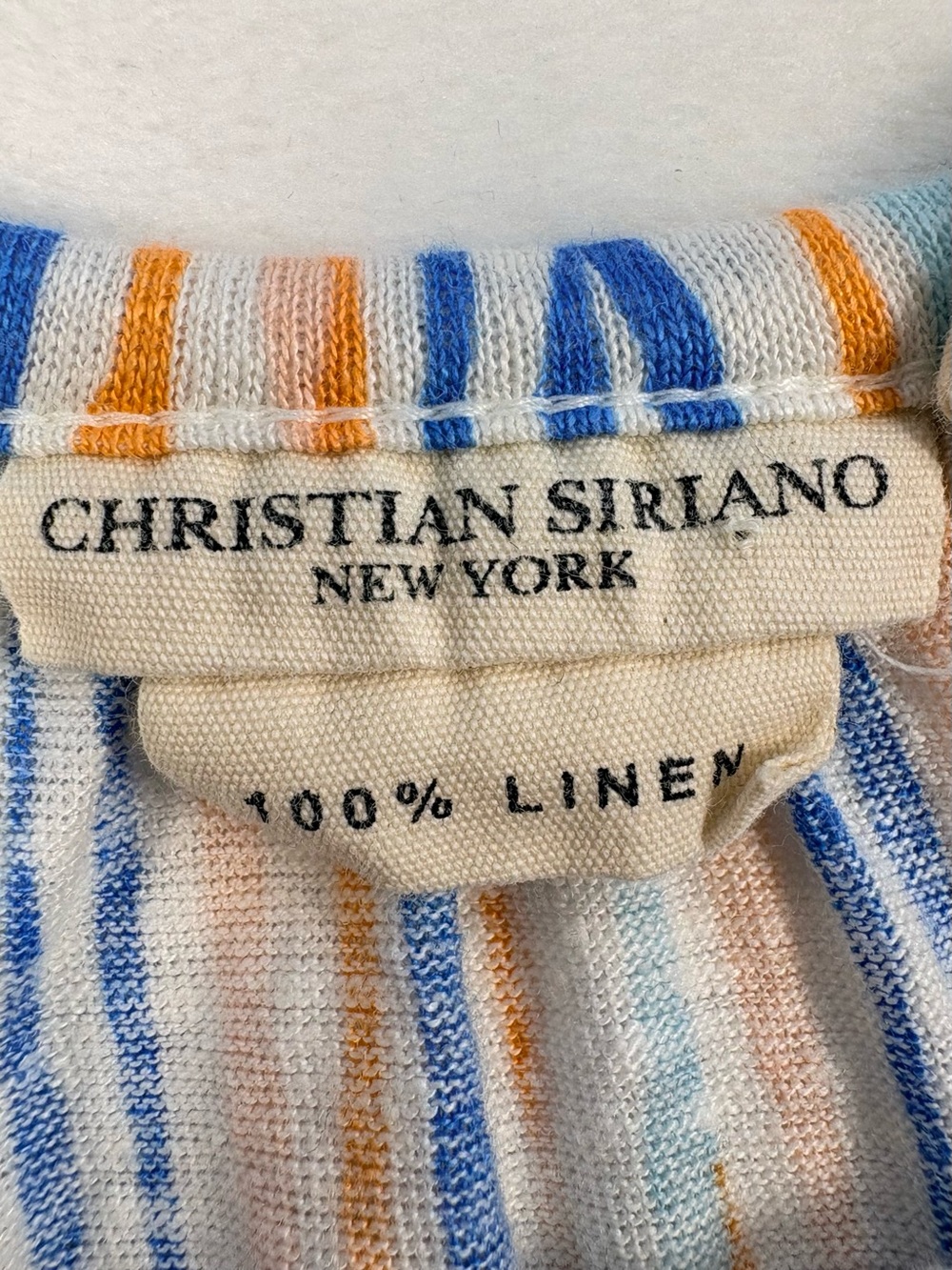 CHRISTIAN SIRIANO 100% Linen Striped Halter Tank Top Coastal Small - Picture 4 of 8